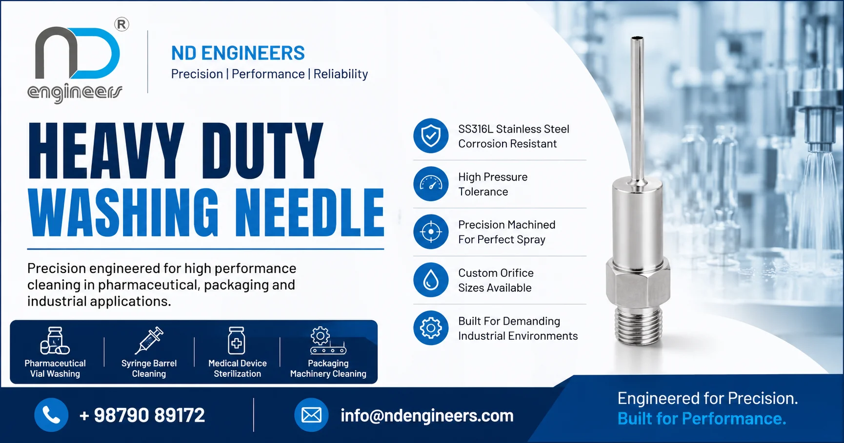Heavy duty washing needle