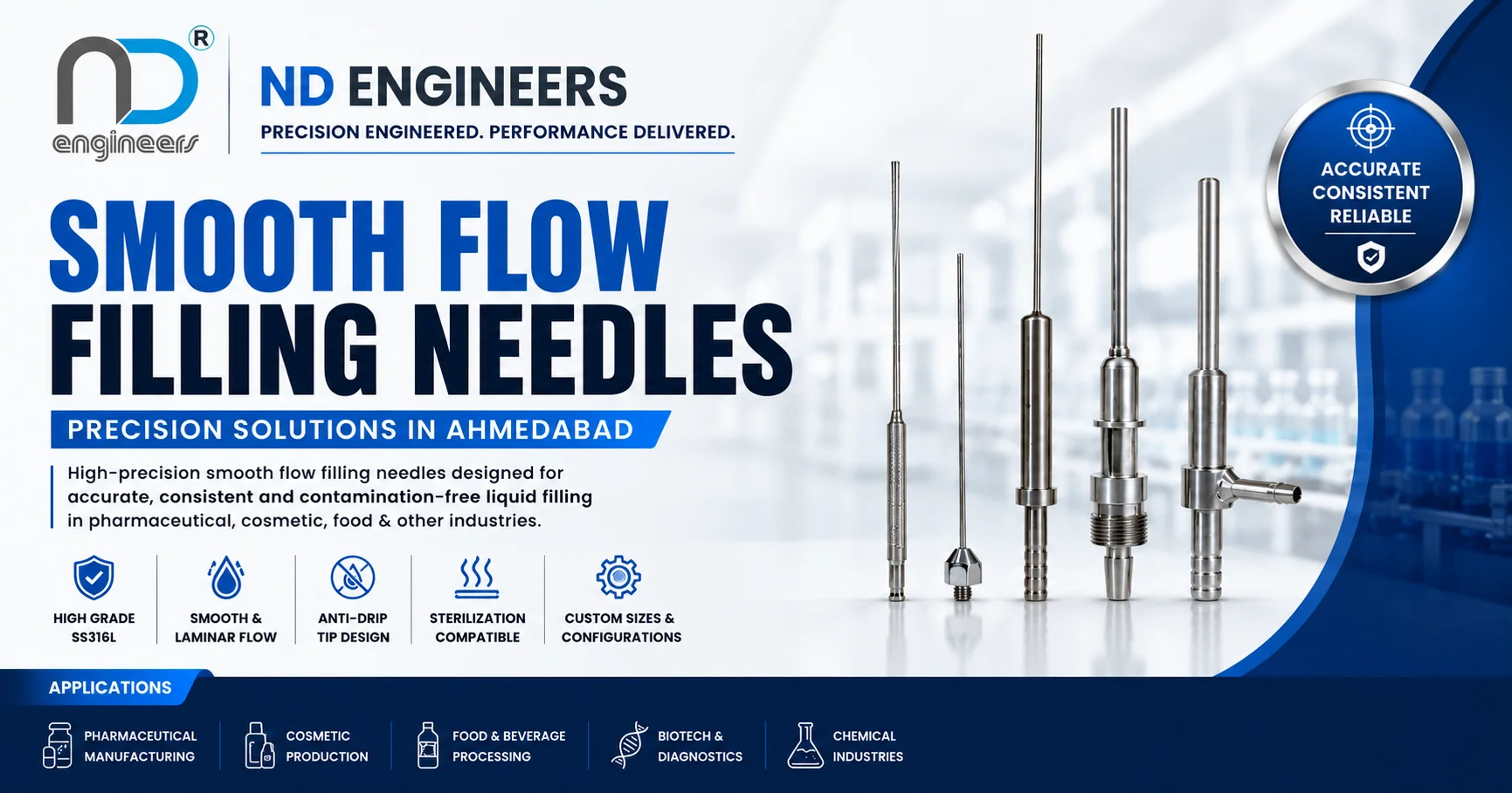 Smooth flow filling needle
