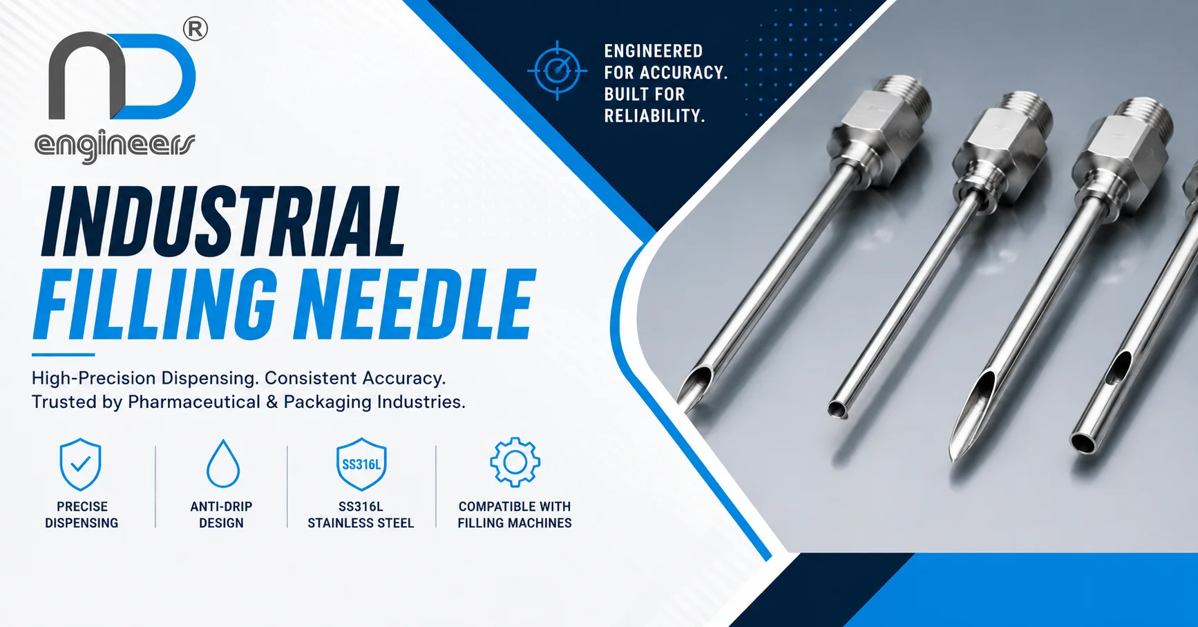 Industrial filling needle
