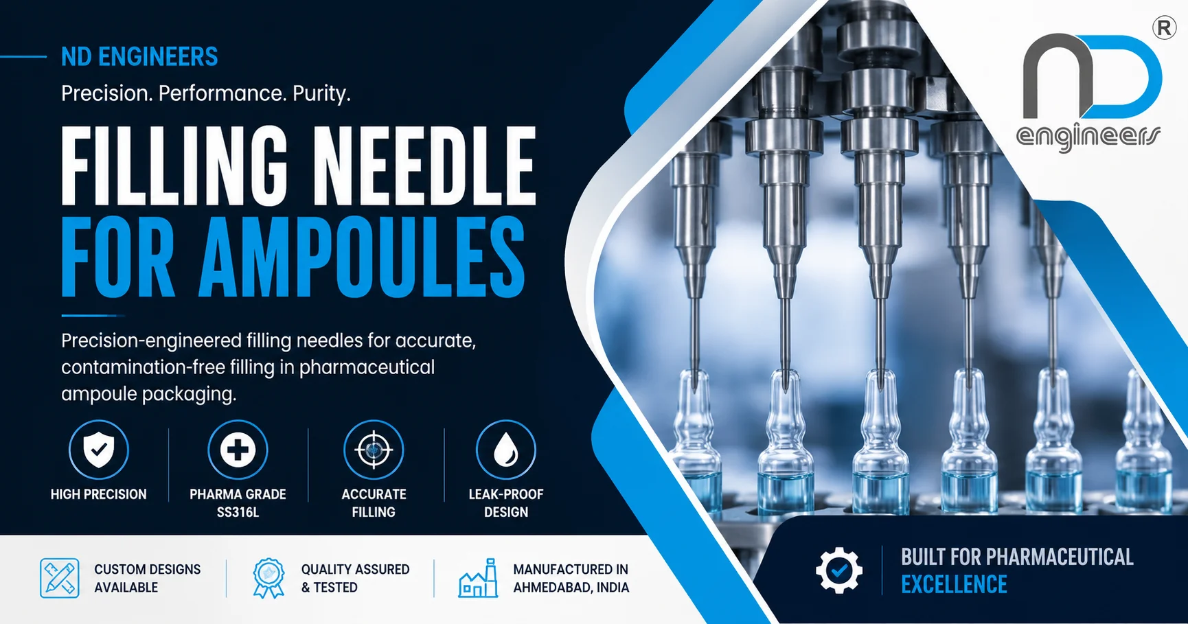 Filling needle for ampoules