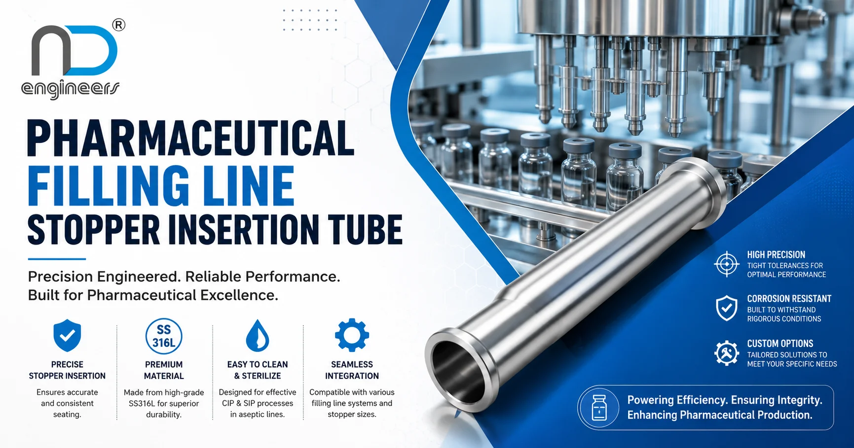 pharmaceutical filling line stopper insertion tube