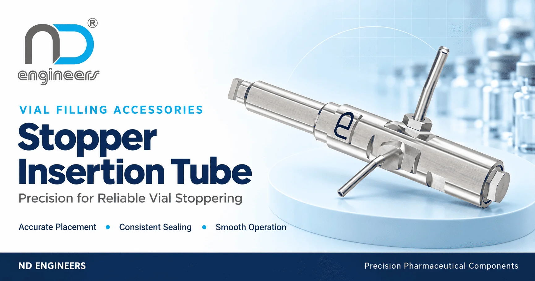 Vial Filling Accessories Stopper Insertion Tube
